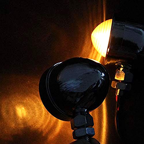 Motorcycle Turn Signals 2pcs Chrome Front Rear Turn Signals 12V with Bullet Shape and Amber Lights Fit Universal Fit for Harley Honda Yamaha Dukati Suzuki Kawasaki - color: Black
