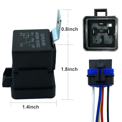 6 Pack 5 Pin Relay 40/30 AMP 12V DC Waterproof Relay Kit with Heavy-Duty Pigtail, 5-PIN SPDT Automotive Relays with Socket and Wires for Car, Truck, Boat, Motorcycle