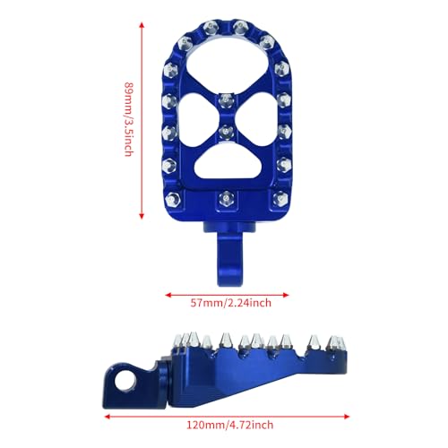 CNC MX Style Wide Foot Pegs with 360° Roating Compatible with Harley Dyna Softail Fatboy Sportster Iron 883 Chopper Bobber Models Blue - color: Blue with Cone Spikes