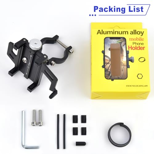 NineLeaf 2PK Bike Phone Mount Holder, Aluminum Motorcycle Phone Mount, Handlebar Mount Phone Holder 90°180°270°360°Rotating for Exercise Bike Ebike Scooter Camera Friendly Suitable for2.2-3.7" Phones - color: 2PK