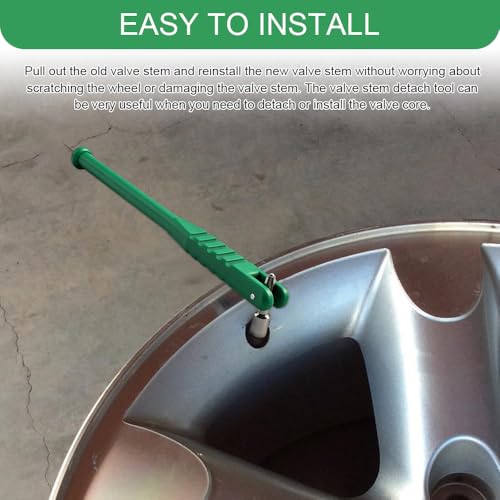 Tire Valve Stem Puller, Valve Stem Removal Tool, No Scratch High Tensile Strength Valves Lever Tool, Automotive Tire Repair Replacement Accessories for Most SUV Motorcycle Truck (Green) - color: Green