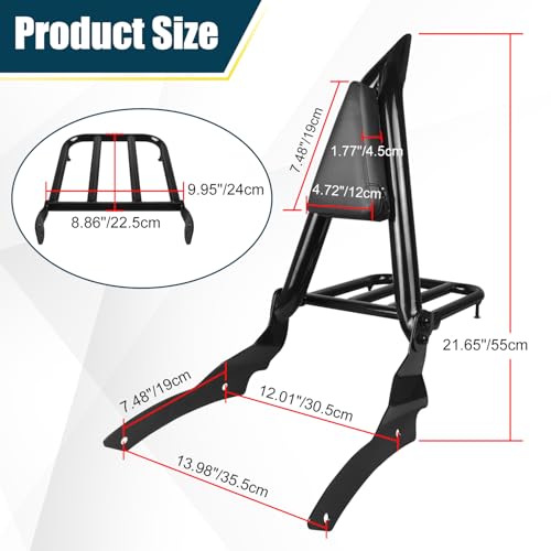 Motorcycle Detachable Sissy Bar Backrest with Luggage Rack Compatible with for 1996-2017 Yamaha VStar 650 400 Dragstar 650 400 Custom Passenger Backrest and Back Rest Pad - size: 1996-2017 Custom