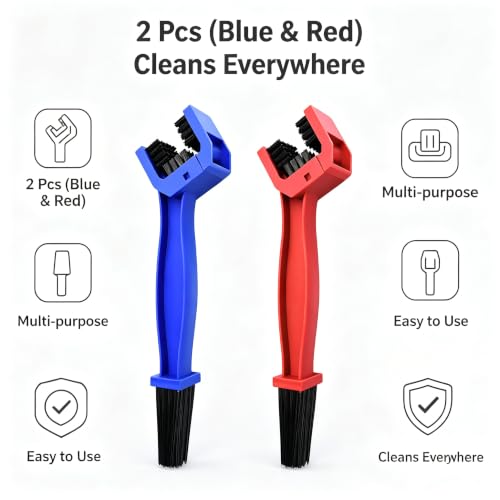 2026 New Bike or Motorcycle Chain Washer, Cleaning Brush 2 Pcs Dirt Bike Accessories (Color, Blue and Red)