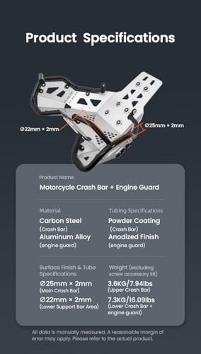 Motorcycle Engine Guard Lower Crash Bar + Engine Guard Protector Replacement Saddlebags Guard,Compatible with KTM 790 Adventure 890 Adventure Husqvarna Norden 901