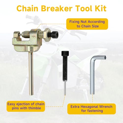 HIAORS 25H Drive Chain 132 Link Compatible with Razor MX650 MX500 SX500 SX650 Mcgrath Electric Dirt Bike Minimoto Motocross XRF500 Mini Rocket Scooter Heavy Duty Parts with Chain Breaker