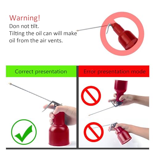 500ML Metal High Pressure Feed Oil Spray Gun Bottle Oil Can with Detachable Metal Straight & Flexible Spout - color: Red