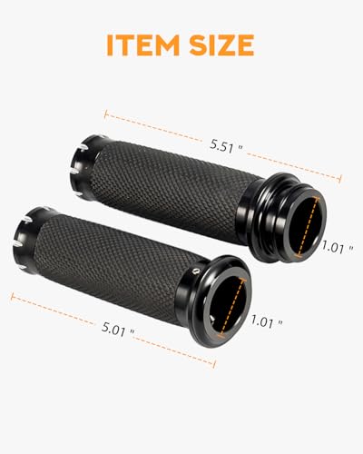 PBYMT 1 Inch Electronic Throttle Handlebar Grips Fit for Harley Davidson Touring Road King Street Glide Softail 2008-2024 - color: Black