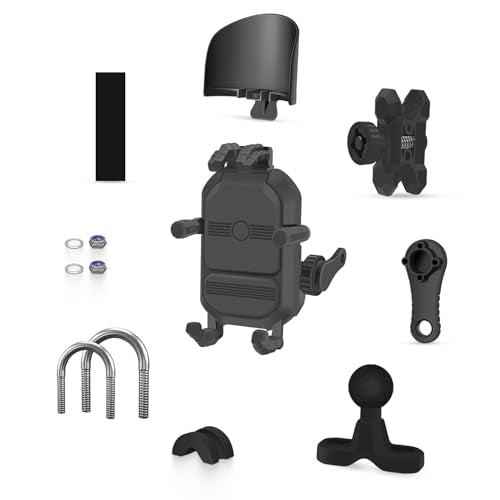 MFGZD Motorcycle Phone Mount Holder Handlebar Clamp With Vibration Dampener, Anti-Shake Adjustable Handlebar Cellphone Clamp Mount For Motorcycle ATV Bicycle Scooter Moped Bike Stroller, 4.8-7" Phones - color: Handlebar Mount