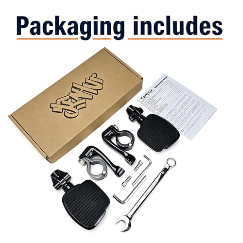 YENHUR 1.5 inches Highway Pegs Kit, Gloss Black Finish, Heavy-Duty Steel Clamps, Mini Footboards Fit for Electra Glide Street Road Glide Road King Fat Boy with 1.5" (38mm) Fatty Engine Guard Crash Bar - color: 1-1/2" Clamps-Gloss Black