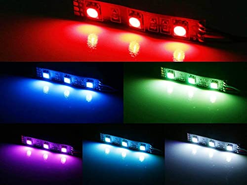 iJDMTOY RGB Multi-Color 3-SMD-5050 LED Accent Ambient Lighting Ribbons w/Adjustable Setting Compatible with Car Motorcycle Projector Demon Eyes Retrofit - style: RGB