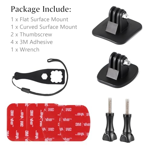 HSU Adhesive Mounts Helmet Adhesive Sticky Mounts Flat & Curved 3M Mount for All GoPro Cameras and Other Action Cameras