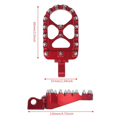CNC MX Style Wide Foot Pegs with 360° Roating Compatible with Harley Dyna Softail Fatboy Sportster Iron 883 Chopper Bobber Models Red - color: Red with Cone Spikes