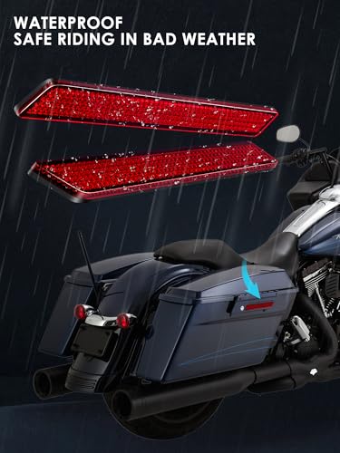 Saddlebag Reflector Inserts, Red Saddle Bag Reflectors Compatble for Harley Davidson Street Glide Ultra Limited Electra Glide Road Glide Road King 2014-2024 - color: Red