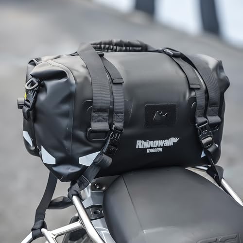 Rhinowalk Motorcycle Saddle Bag 20L – Compact Waterproof Tail Pack with Roll-Top Magnetic Closure, Backpack Convertible - size: 20L