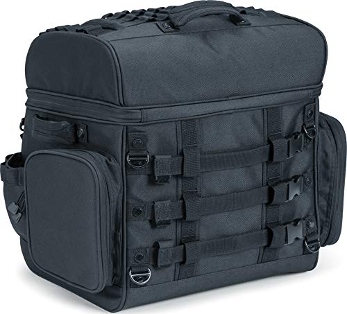 Kuryakyn 5285 Momentum Vagabond Motorcycle Travel Luggage: Weather Resistant Seat/Trunk/Rack Bag with Sissy Bar Straps, Black