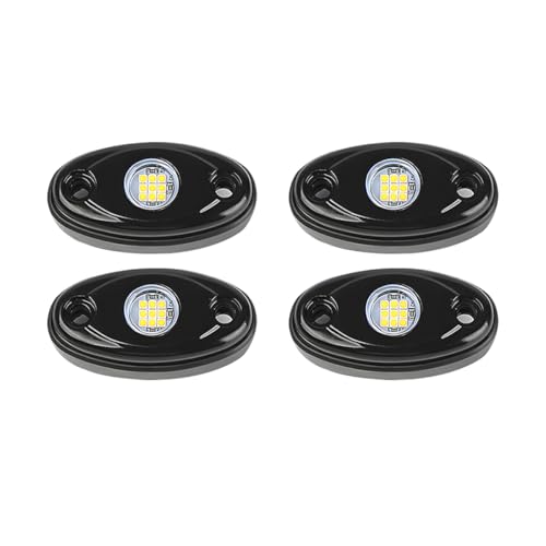 4PCS Car LED Rock Lights, High Brightness Waterproof Vehicle Underglow Fender Lights, Multifunction Auto Neon Trail Rig Lighting Accessories, Universal for Pickup ATV Off Road (White) - color: White