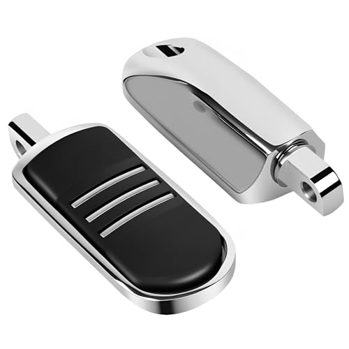 Streamliner Motorcycle Highway Foot Pegs - Vibration-Dampening Rubber Footpegs Compatible with Harley Touring Softail Road King Dyna Sportster Male Mount Style - Chrome & Black - color: Chrome#1