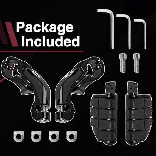 Adjustable Motorcycle Short Armed Highway Pegs Footpegs Foot Rest For 1.25" Engine Guard Crash Bars Compatible with Harley Touring Street Glide Road King Electra Glide Softail Dyna