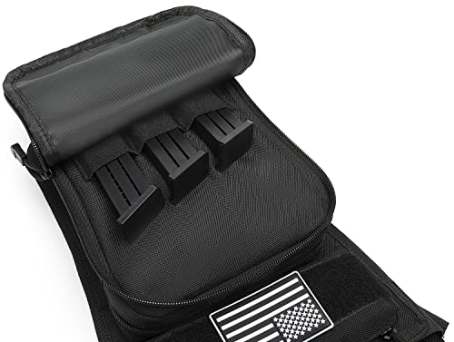 Motorcycle Tactical Drop Leg Thigh Bag with Holster Handgun Firearm Pistol Bag for Men Hunting Shooting Range Additional 3 Magazine Storage Slots - color: Black