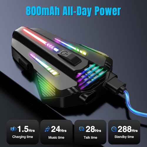 Motorcycle Helmet Bluetooth,6.0 Communication Helmet Speakers Dual Intercom & Music Sharing, Universal Bluetooth Pairing, 4 Custom RGB Light Modes, 2 Mics, IPX6 Noise Cancellation