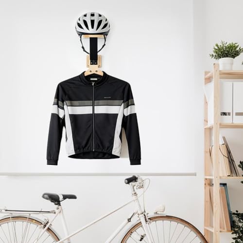 Tactical Gear Stand Wooden Motorcycle Helmet Holder Wall Mount Heavy Duty Helmet Display Rack with Hooks Jacket Hanger Wall Mounted for Motorcycle Football Cycling Accessories