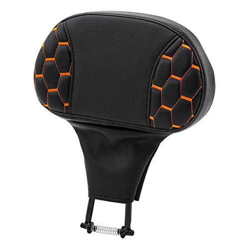 C.C. RIDER Motorcycle Backrest Plug-in Driver Rider Backrest Sissy Bar for Harley Davidson Touring CVO Street Glide Road Glide Electra Glide Road King 2009-2023 - color: Rider Backrest-Orange Stitching