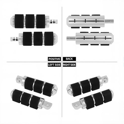 Chrome Anti-Vibration Foot Pegs Compatible with Harley Softail Sportster Dyna Touring Models - Heavy Duty Rubber O-Ring Footpegs with Male Mount Support for Highway Cruising & Custom Choppers - color: Chrome#14