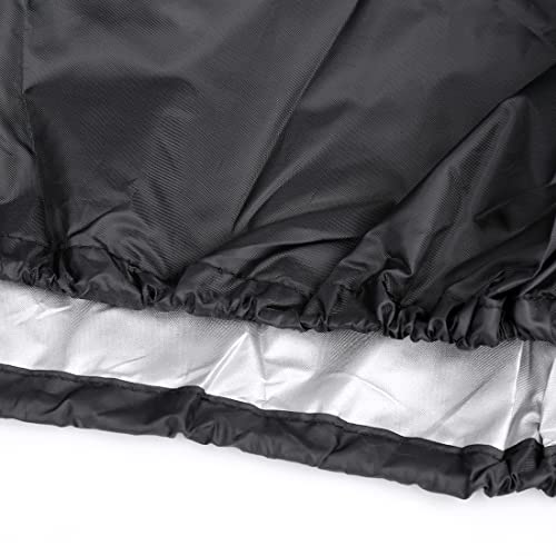 X AUTOHAUX L Motorcycle Cover Black Silver Tone Outdoor Waterproof Rain Dust Protector - size: L