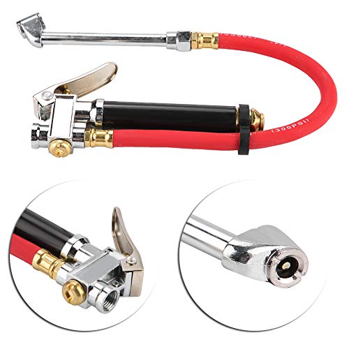 Tire Inflator, Handheld Car Pressure Filler with Dual Chuck Gauge for Vehicles, Portable Tire Hose Tool