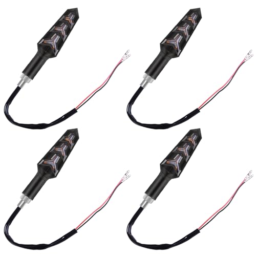 Kinstecks 4PCS Motorcycle Turning Indicators Flowing Turn Signal Lights 12V 12 LEDs Bulbs for Motorbike Scooter Quad Cruiser Off Road-Y Shape