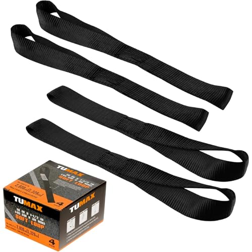 Soft Loop Tie Down Straps - 1.5 x 18 inches, 8800lbs Breaking Strength, Soft Loops for Securing ATV, UTV, Motorcycles, Scooters, Dirt Bikes, Lawn & Garden Equipment, 4 Pack (Black) - color: Black