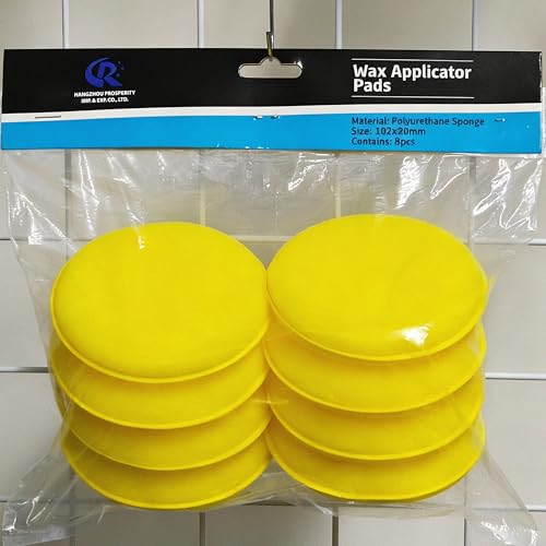 4" Sponge Detailing Applicator Pad, Car Wax Applicator, Yellow, 8 Pack no Compression Buffing & Detail Polishing Foam Pads for Car, Bathroom, Leather Cleaning and Fine Polishing