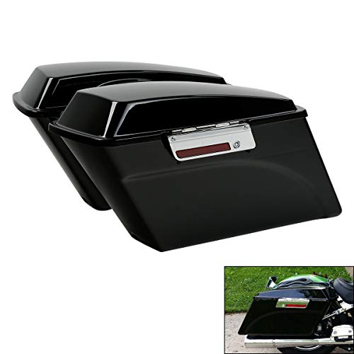 TCMT Hard Saddle bags Trunk w/Lid Latch Key & Liners Carpet Insert Fits For Harley HD Touring CVO Road Glide Road King Street Glide Electra Glide Ultra Classic 1994-2013 - color: Vivid Balck Chrome Latches#A