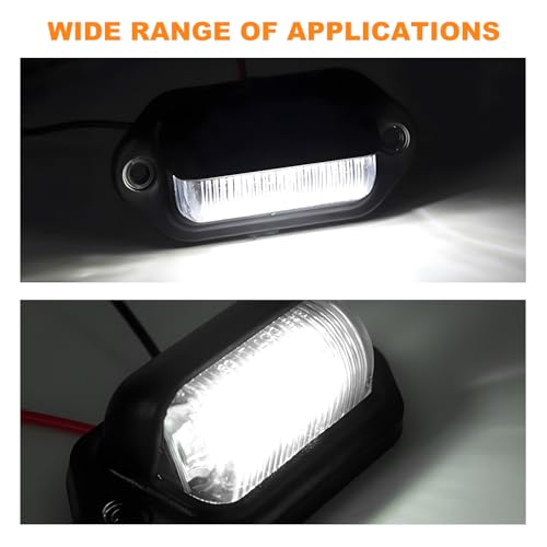 2 PCS LED License Plate Light, 12V-30V DC 6-SMD Super Bright Car License Plate Lamp, Waterproof Step Courtesy Dome Cargo Replacement Light for Car Truck SUV Van RV Trailer (Black) - color: Black, 2 PCS