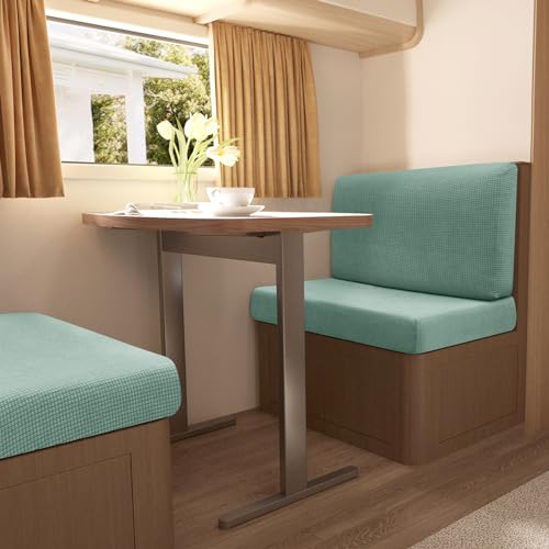 Gollense RV Dinette Cushion Covers Set of 2, Waterproof Stretch Camper Cushion Covers, Sectional Replacement RV Seat Covers for Trailer Couch, Includes 2 Backrest Cover & 2 Bench Cover (Light Green) - color: Light Green