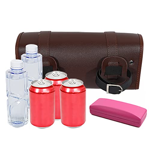 X AUTOHAUX Motorcycle Tool Bag Handlebar Bags Cycling Luggage Bag Waterproof PU Leather Square Brown 11.81"x5.12''