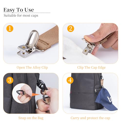 4Pcs Elastic Hat Clip for Travel, Hat Holder Hands Free Bag Accessory for Traveling Bags, Backpacks, Purses, Totes Black - color: Blue, Pink, Grey, White