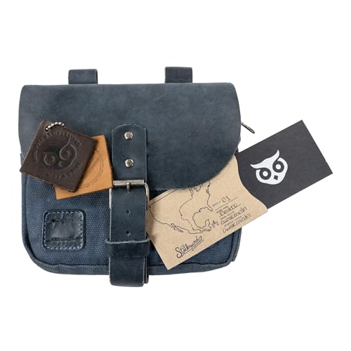 Hide & Drink, Survival Camping Pouch, Belt Loop, Rustic and Handy Tool Bag, Weather Resistant Outdoor Accessories, Traveling Essentials, Waxed Canvas, Handmade - color: Blue Mar