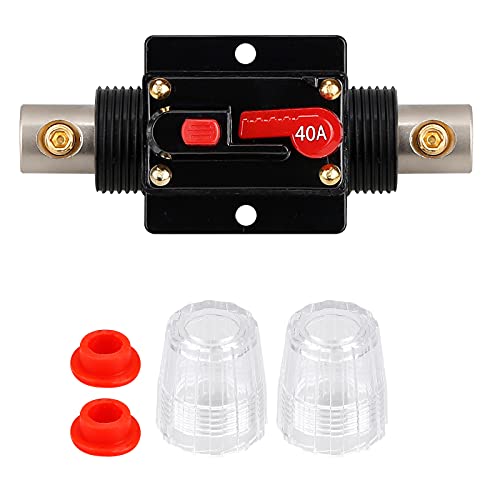 40 Amp Fuse Holders,Audio Circuit Breaker,Reset Fuse Inverter 20A 30A 40A 50A 60A 80A 100A 150A 12V-24V DC Replace Fuses for Car Audio and Amps Overload Protection - color: 40A