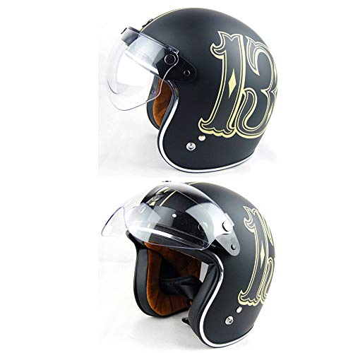 WANCAR Universal Motorcycle Retro Pilot-Style Standard 3 Snap-Button Visor Flip Up Down Open Face Helmet Wind Shield(Clear) - color: Clear