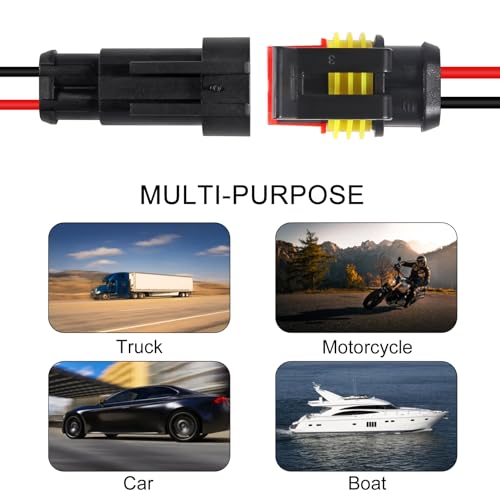 DIANN 6pcs 2 Pin Way Electrical Wire Connector Waterproof Connector 16AWG Male and Female Plug Quick Disconnect Connectors for Car Truck Motorcycle Boat - size: 2-Pin