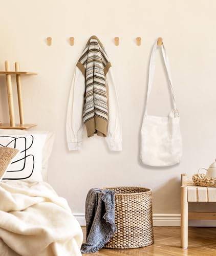 Optish Wood Wall Hooks for Hanging, 4 Pack Hat Hook for Walls, Coat Hook Wall Mount, Backpack Hooks for Walls, Bathroom Towel Hanger (Natural) - color: Natural
