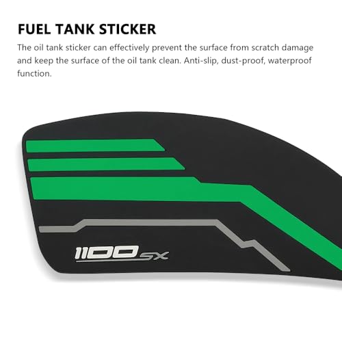 for Ninja 1100SX Ninja 1100sx 2025 2026 New Motorcycle Side Fuel Tank Pads Protector Stickers Decal Gas Knee Grip Traction (Green) - color: Green
