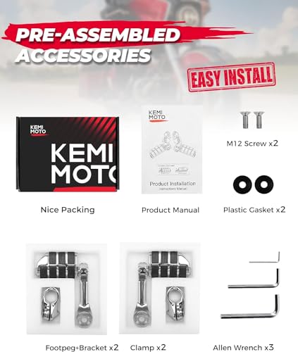 KEMIMOTO Highway Pegs, 1 1/4-Inch for Road Glide Street Glide Sportster Road King Electra Glide Guard Bar Motorcycle Foot Rests