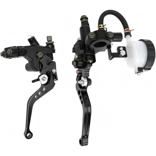 Universal Motorcycle Brake Clutch Pump Lever with Hydraulic Master Cylinder Reservoir Set Left & Right CNC Suitable for 50-300cc Motorcycles with 7/8" 22mm Handlebars - color: Black