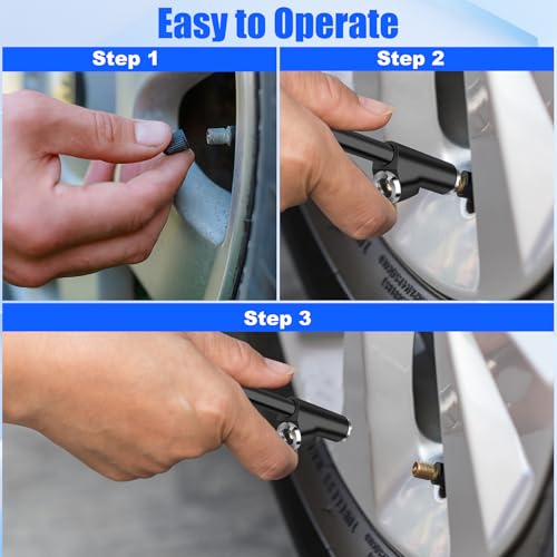 2-Pack Dual Head Tire Pressure Gauge – Heavy Duty 10-150 PSI Air Pressure Gauge with Stainless Steel Body, Metal Nozzle & Durable Plated Brass – for Cars, Trucks, Bikes, RVs (Black) - color: Black, size: 2P