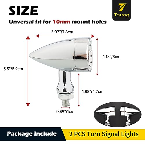 TSUNG Bullet LED Turn Signal Light Motorcycle Front Rear Indicator Small Blinker Universal for Cruiser Chopper Bobber Cafe Racer Street Bike (B-Chrome-Amber) - color: B-Chrome-Amber