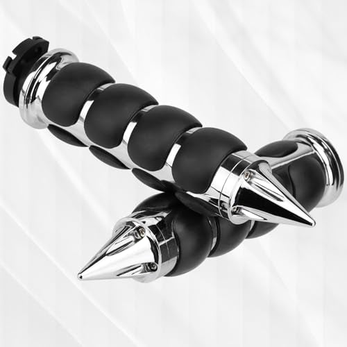 Motorcycle Hand Grips 1 Inch 25MM Handlebar Grip Throttle Non-Slip Universal Compatible with Harley Davidson Dyna Sportster 883 Road King Electra Glide Street Glide - color: Chrome-E