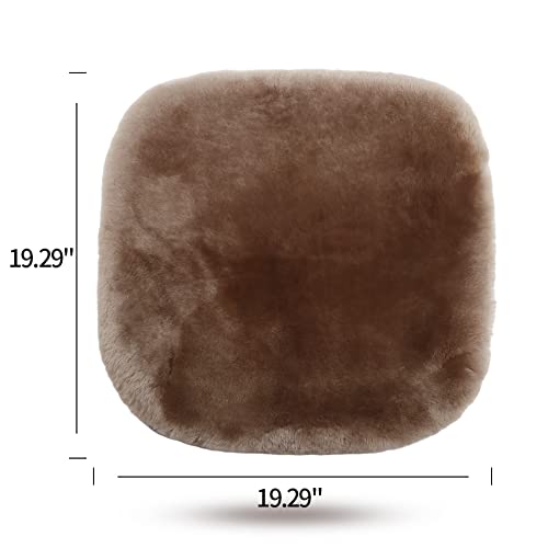IRIWOOL Genuine Sheepskin Auto Seat Pad, Australian Soft Wool Seat Cover Breathable and Sweat-Wicking Comfort Warm Universal Fit,19.2 inch x19.2 inch (Front seat Cushion 1pc, Black) - color: Black, size: 1 Count (Pack of 1)