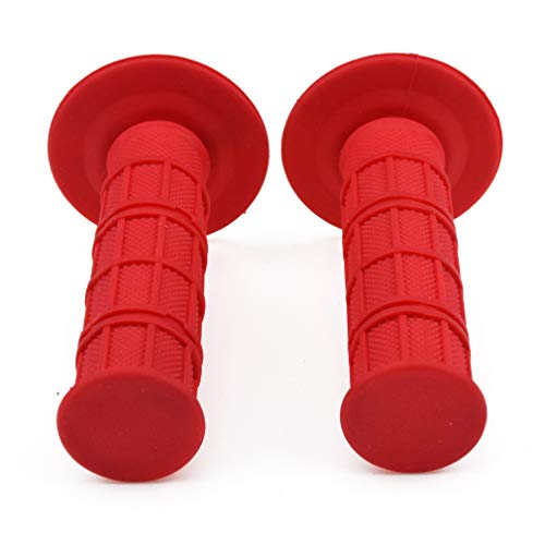 HIAORS 22mm 7/8" Universal Motorcycle Rubber Handlebar Grips Compatible with KLX SDG XR CRF 70cc 50cc PW 80 KLX110 SDG SSR YZF WRF KXF TTR RMZ Motocross Dirt Pit Bike Red Parts - color: Red